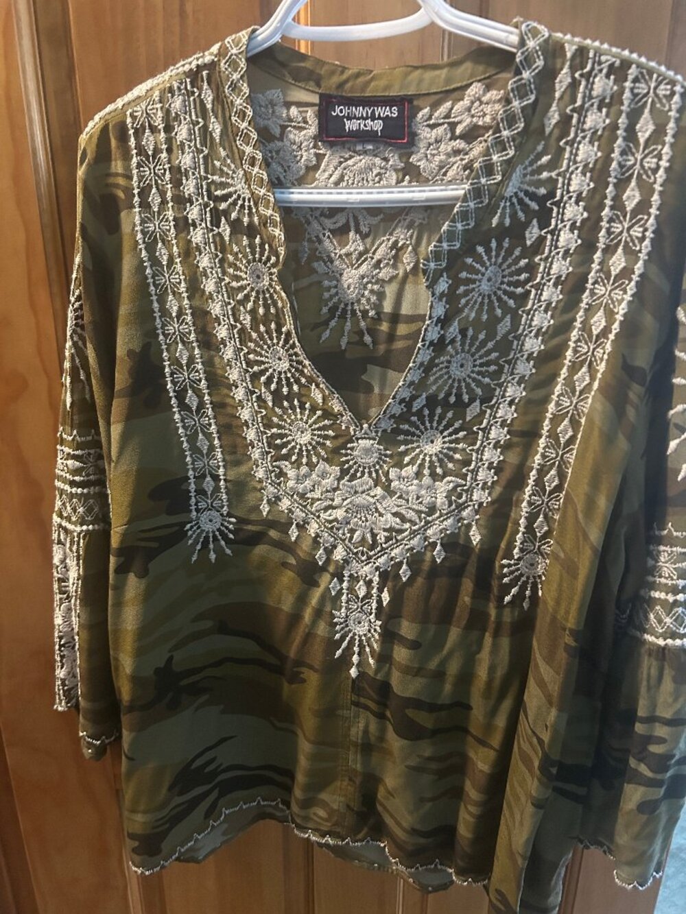 Johnny Was Workshop Camo Blouse